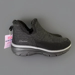 Skechers Easy Going Faux Fur Wool Boots Charcoal Women’s 6 Winter 167400 - Picture 1 of 13