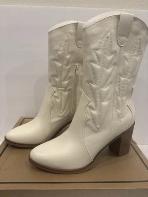 Botas de Vaquero Mujer Off White/Talla 9/¡NUEVAS!!/estilo Frankie Ofw Malta/Rodeo-Concierto Foto 1 de 4