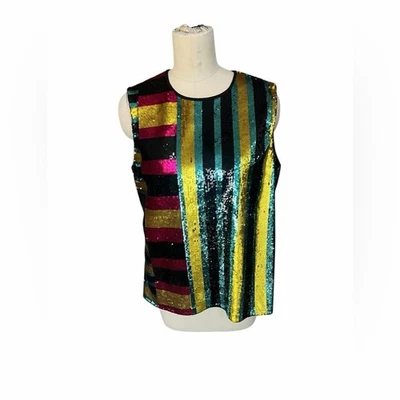 Top Diane Von Furstenberg Lentejuelas Sajón Rayas Shell en multicolor, mediano Foto 1 de 4