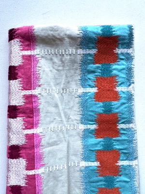 Thibaut Sri Lanka Embroidery India Designer Fabric Remnant 24 x 24" - Image 1 of 3