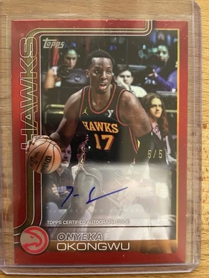 2025 Topps NBA Flagship ONYEKA OKONGWU Auto Red /5 TFRA-00 - Image 1 of 3