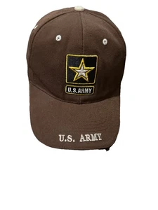 U.S. Army Brown Embroidered Baseball Cap Hat Strapback Hook and Loop 305 Brand - Picture 1 of 5