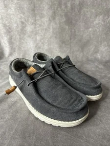 Scarpe mocassino uomo Hey Dude "Wally in velluto a coste" grigio antracite taglia 8 - Foto 1 di 9