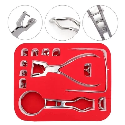 Kit de Presa de Goma Arrancador de 12 Piezas con Marco Pinzas Perforadoras Instrumentos Dentales Foto 1 de 4