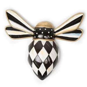 Bee, Hanging Bee Decoration, Black-and-White Courtly Check - Picture 1 of 7