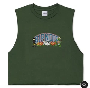 SUMMER FRIENDS CROPPED TANK (OLIVE) LARGE - Picture 1 of 3