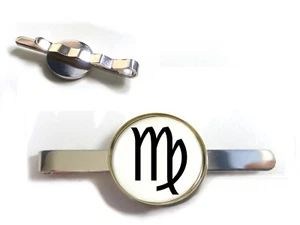 ZODIAC STAR BIRTH SIGN VIRGO THE MAIDEN BIRTHDAY TIE SLIDE CLIP PIN BAR - Picture 1 of 1