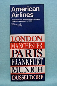 American Airlines Domestic & International Timetable - Jan 31, 1986 - Picture 1 of 1