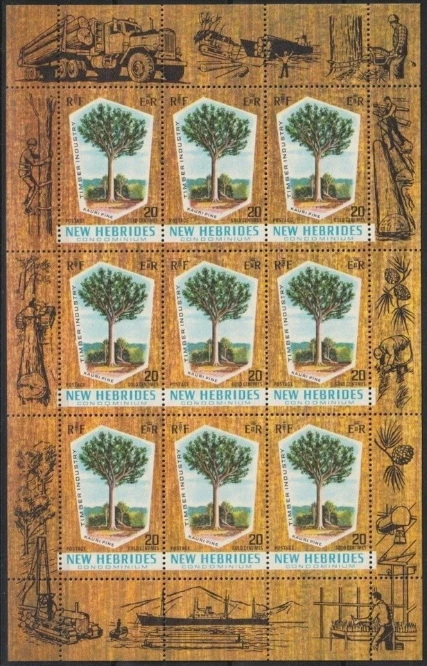 Bloco especial F-EX19685 NEW HEBRIDES MNH 1969 TREE KAURI PINES.  - Imagem 1 de 1