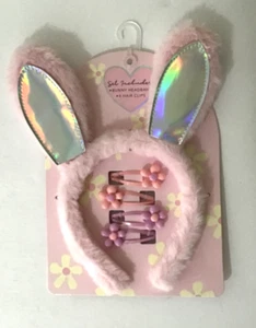 Inmocean Accessories Girl's Bunny Headband & 4 Hairclips Pink NEW - Picture 1 of 6