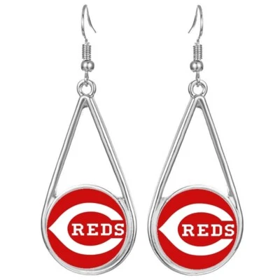 Cincinnati Reds Womens Silver Drop Dangle Earrings w Gift Pkg D29 - Imagem 1 de 4