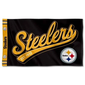 Pittsburgh Steelers Script Logo Premium 3x5 Foot Premium Flag - Picture 1 of 6