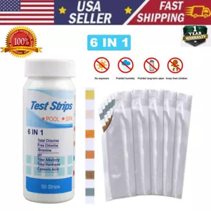 6 IN1 Chlorine Dip Test Strips Hot Tub SPA Swimming Pool PH Tester Paper Bottle - Picture 1 of 20