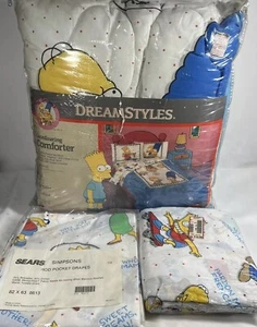 1990 The Simpsons Bedroom Set Twin Sheet Comforter Pillow Case Curtains Vintage - Picture 1 of 15