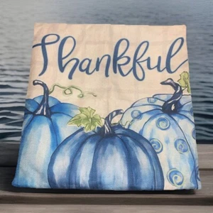 Funda Almohada Otoño 17 "x 17" Calabaza Azul "Agradecido" - Imagen 1 de 2