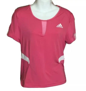 Adidas Womens Clima365 White Pink Athletic T Shirt Top ClimaCool Medium - Picture 1 of 4