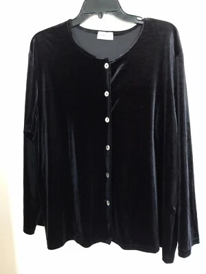 Ninety Womens Black Long Sleeves Button Front Shirt Top Size 1X - Image 1 of 3