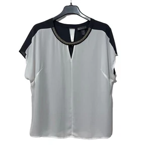 Lane Bryant Womens Shirt Plus Size 18/20 Sheer Boxy Fit Beaded Collar - Picture 1 of 4