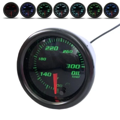 2" Oil Temp Gauge 7 Color Tinted 52mm Temperature Meter 100-300℉ 1/8 NPT Sensor - Image 1 of 4