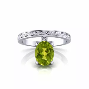 Unique Style 925 Sterling Silver Women's 1.50 Carat Oval Cut Green Peridot Ring - Picture 1 of 3