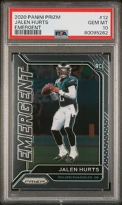 Jalen Hurts - 2020 Panini Prizm Emergent #12 PSA 10 Gem Mint Rookie RC Eagles - Imagen 1 de 2
