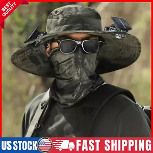 Wide Brim Solar Fan Outdoor Fishing Hat ,Sunscreen Sun Hat With 2 Fan Hot 2024 - Picture 1 of 15