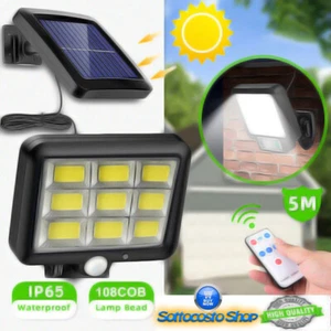 FARO LED CON PANNELLO SOLARE SENSORE ESTERNO BIANCO 6500K BASSO CONSUMO - Foto 1 di 5