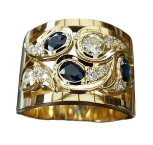 Dramatic Boho Statement Gemstone Gold Cocktail Women’s Ring Size 8 1️⃣ - Picture 1 of 5