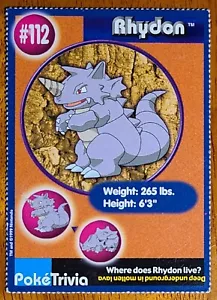 Tarjeta de Pokémon perforada 1999 Rhydon #112 Burger King promoción casi nueva - Imagen 1 de 2