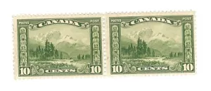 Canada Stamp - 1928 - 10 Cent Green - Mt-Hurd - Mint MH - Can155Pair - Picture 1 of 2