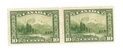 Canada Stamp - 1928 - 10 Cent Green - Mt-Hurd - Mint MH - Can155Pair - Image 1 of 2