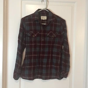 Current Elliott Size 0 XS Button Down Fall Colors Plaid Long Sleeve Top - Picture 1 of 7
