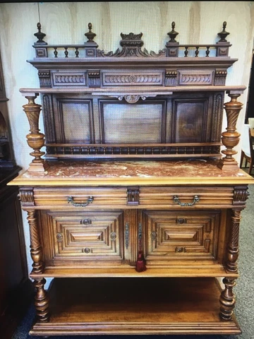French European Victorian Server with marble top Cover