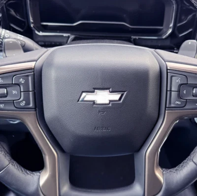 Precut Bowtie Steering Wheel Decal for Chevy Silverado 14-24 Gloss Matte Carbon - Image 1 of 2