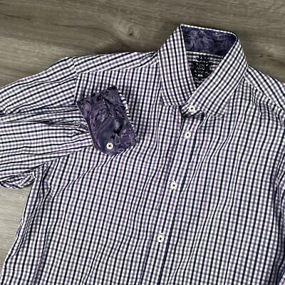 English Laundry Mens Size 16 34/35 Purple Cotton Button Down Long Sleeve Shirt — 第 1/4 张图片
