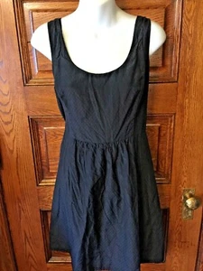 VINEYARD VINES Black Cotton & Silk with Back Gold Zipper Dobby DRESS, Size 8 - Picture 1 of 6