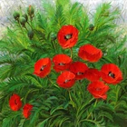 Poppy flower oil painting Canvas Giclee Art Print for living room L2567