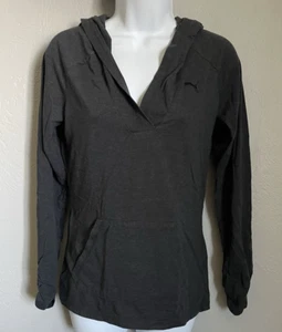 Puma Pullover Lightweight Hoodie Ruched Long Sleeve Womens Small Gray Breathable - Picture 1 of 12