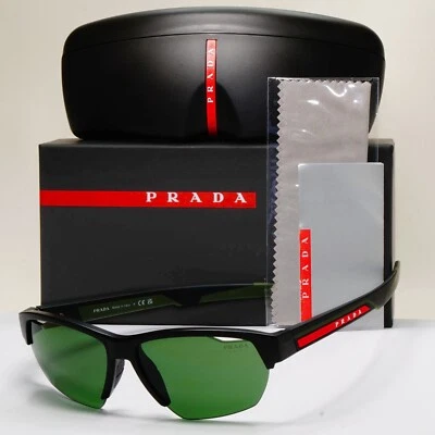 Gafas de sol Prada negras mate envolventes rojas rayas verdes afinación PS03YS SPS 03Y 18G-06U Foto 1 de 4