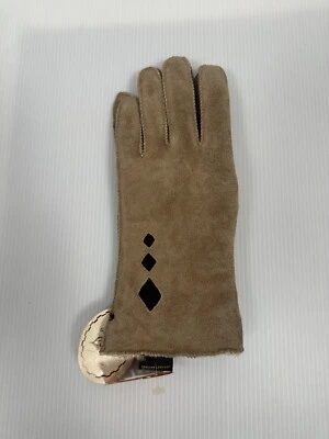 Guantes de gamuza tostados vintage para mujer talla grande etiquetas Gertz forrados de polietileno Foto 1 de 4