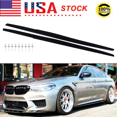 Gloss Black Side Skirt Extension Lip For 10-16 BMW 5 Series F10 M5 F90 M5 Sedan - Image 1 of 4