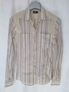 DOLCE & GABBANA Men's Beige Cotton Long Sleeve Striped Snap Button Shirt 46 - Picture 1 of 7