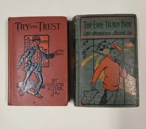 (2) Horatio Alger Jr. hardcover books Try and Trust - Erie Train Boy - Picture 1 of 7