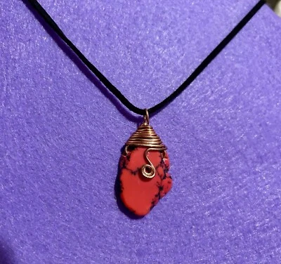 Nuevo Colgante Coral Rojo Natural Tamaño Una Pulgada 1/2 Juego en Alambre 100% Cobre Foto 1 de 3