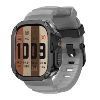 For Apple Watch 44/45/46/49mm Soft Silicone Rubber Sports Strap Protective Case - Image 1 of 4