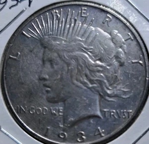 1934 S - USA - PEACE SILVER DOLLAR - Hi-Grade - 0.900 FINENESS - KM#: 150 - Picture 1 of 6