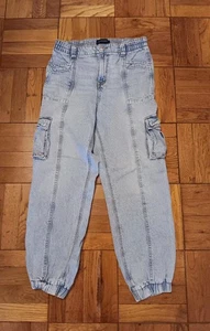 Pantalones de mezclilla para mujer Aeropostale holgados cargo cintura elástica talla mediana  - Imagen 1 de 7