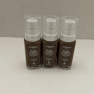 Lot of 3 L'Oreal True Match W10.5 Warm Deep Super-Blendable Foundation 1 Oz - Picture 1 of 3