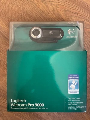 Logitech Webcam QuickCam Pro 9000  Business Camera Carl Zeiss Optics w Autofocus - Image 1 of 2