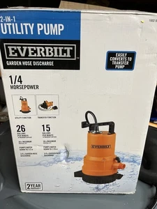 Everbilt 1/4 HP 2-in-1 Utility Pump Open Box And Tested - Picture 1 of 1
